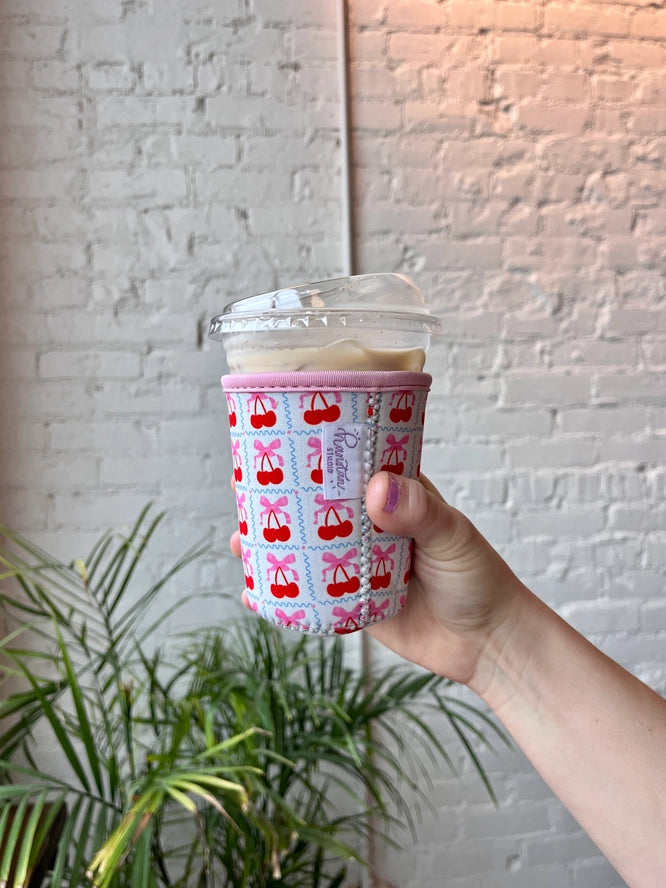Cherry Bow Coffee Koozie