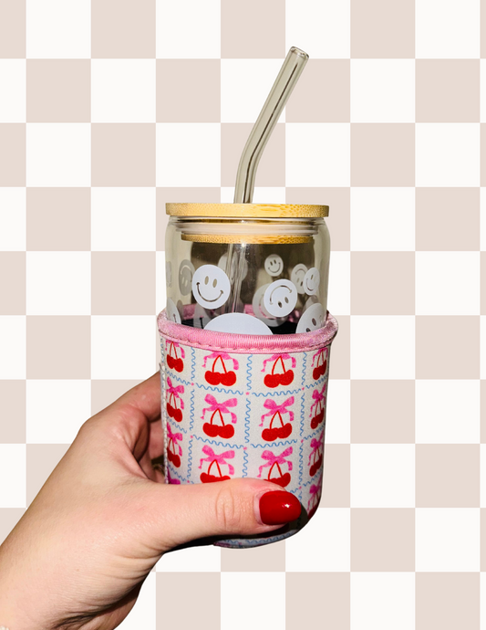 Cherry Bow Coffee Koozie