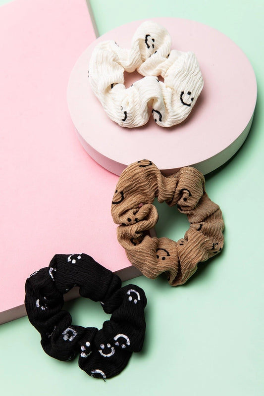 Smiley Face Scrunchie Set (3 pack)